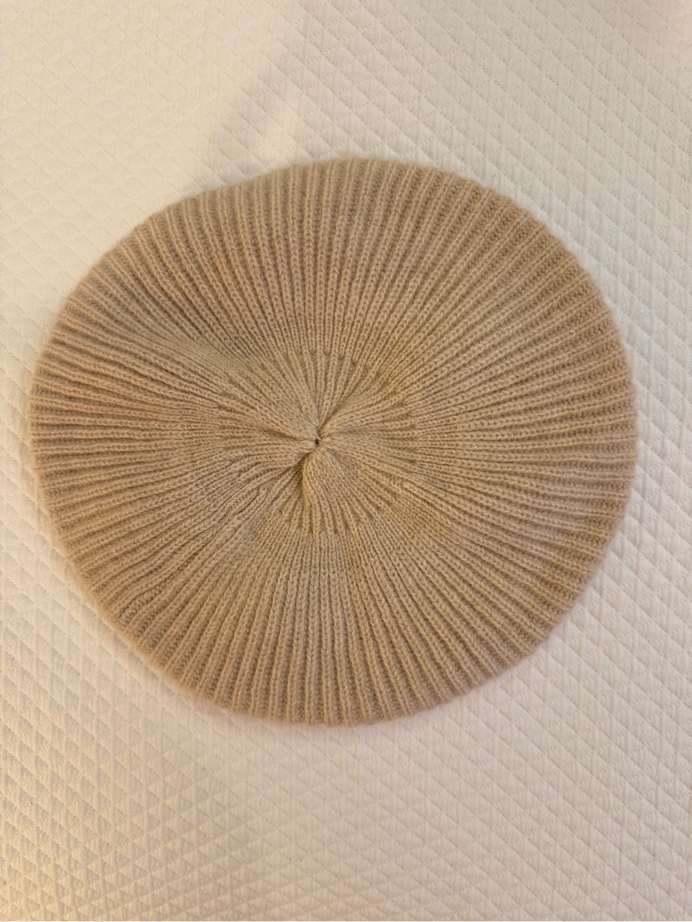Janessa Leone Beige Ribbed Cashmere Beret